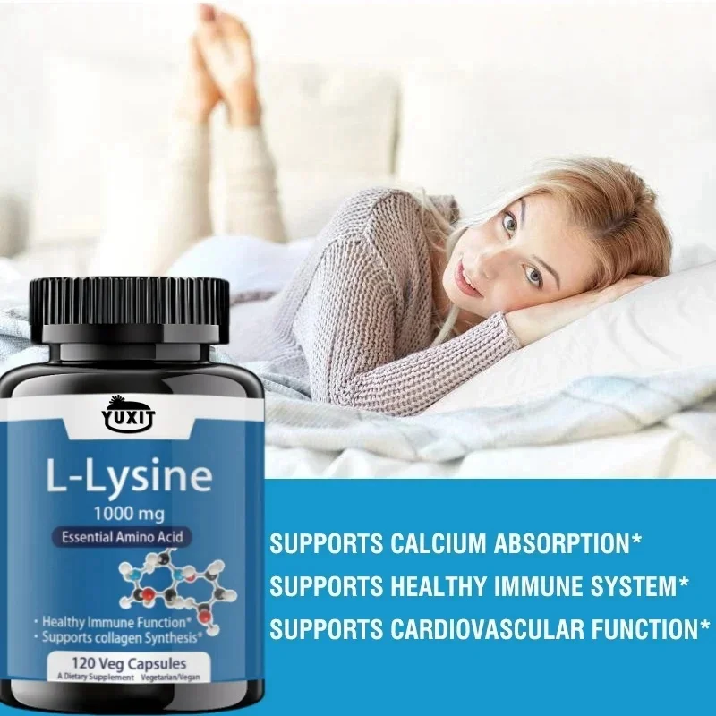 LLysine 1000mg 120 Tablets Enhances Absorption Assimilation Skin Lip Integrity Collagen Support