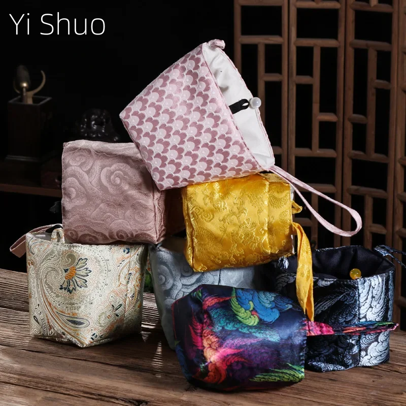 Portable Tea Set Buggy Bag Carry-on Small Teacup Bags Drawstring Bag Travel Master Cup Woven Cotton Travel Tea Set