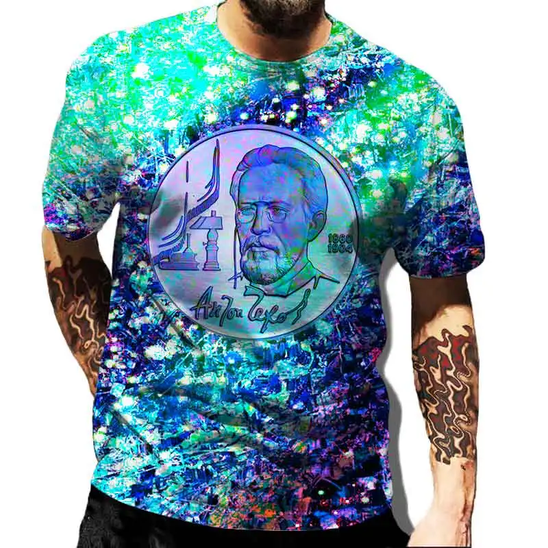 

Creative Bitcoin printed men's T-shirt polyester casual O-neck short sleeved hip-hop oversized printed T shirts daily clothing