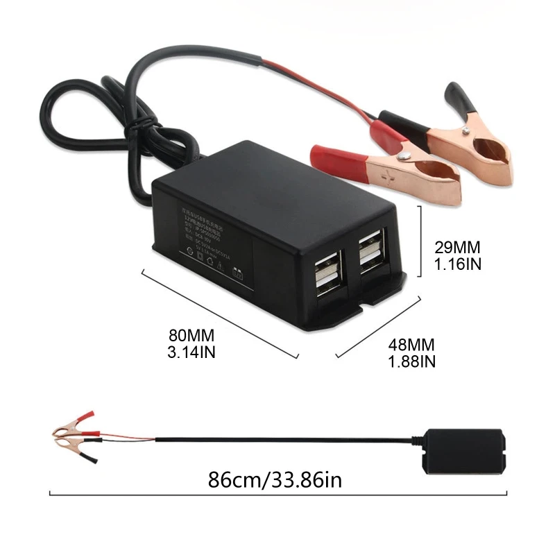 Chargeur USB 12V Pour Moto - Adaptateur Double Prise Avec Boussole Et Câble 60cm