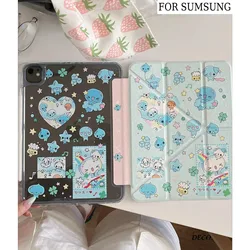Adorable Cartoon Tablet Case with Pen Slot and Foldable Design - Galaxy Tab S7 FE (PKZ269)
