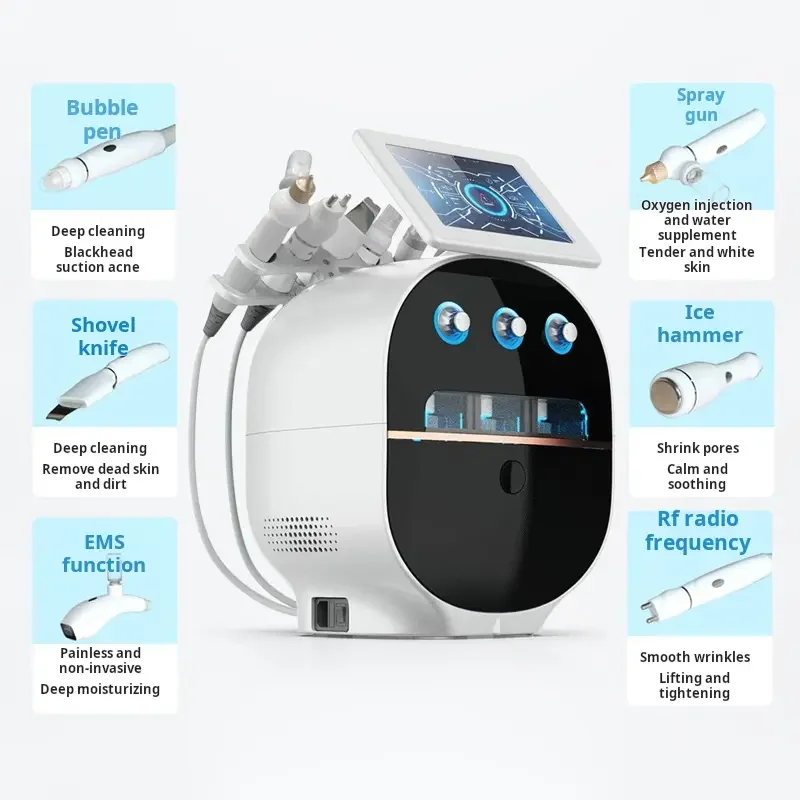 6 In 1 H2O2 Hydro Dermabrasion RF Lifting Spa Facial Hydro Facial Dermabrasion Machine Bubble Deep Cleansing Salon Machine