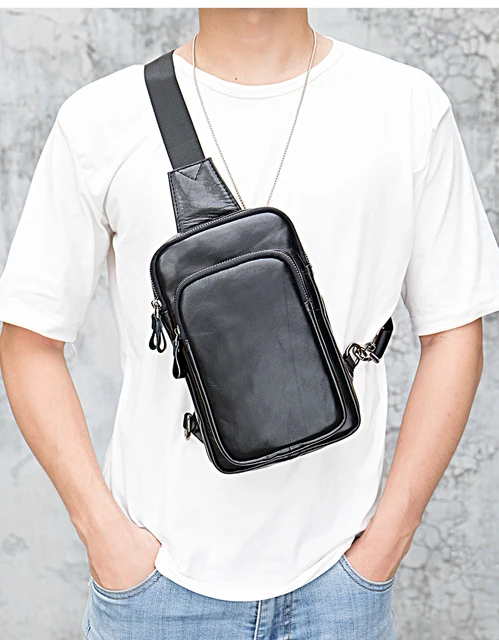  XIMIXI Bolso bandolera de cuero genuino para hombre