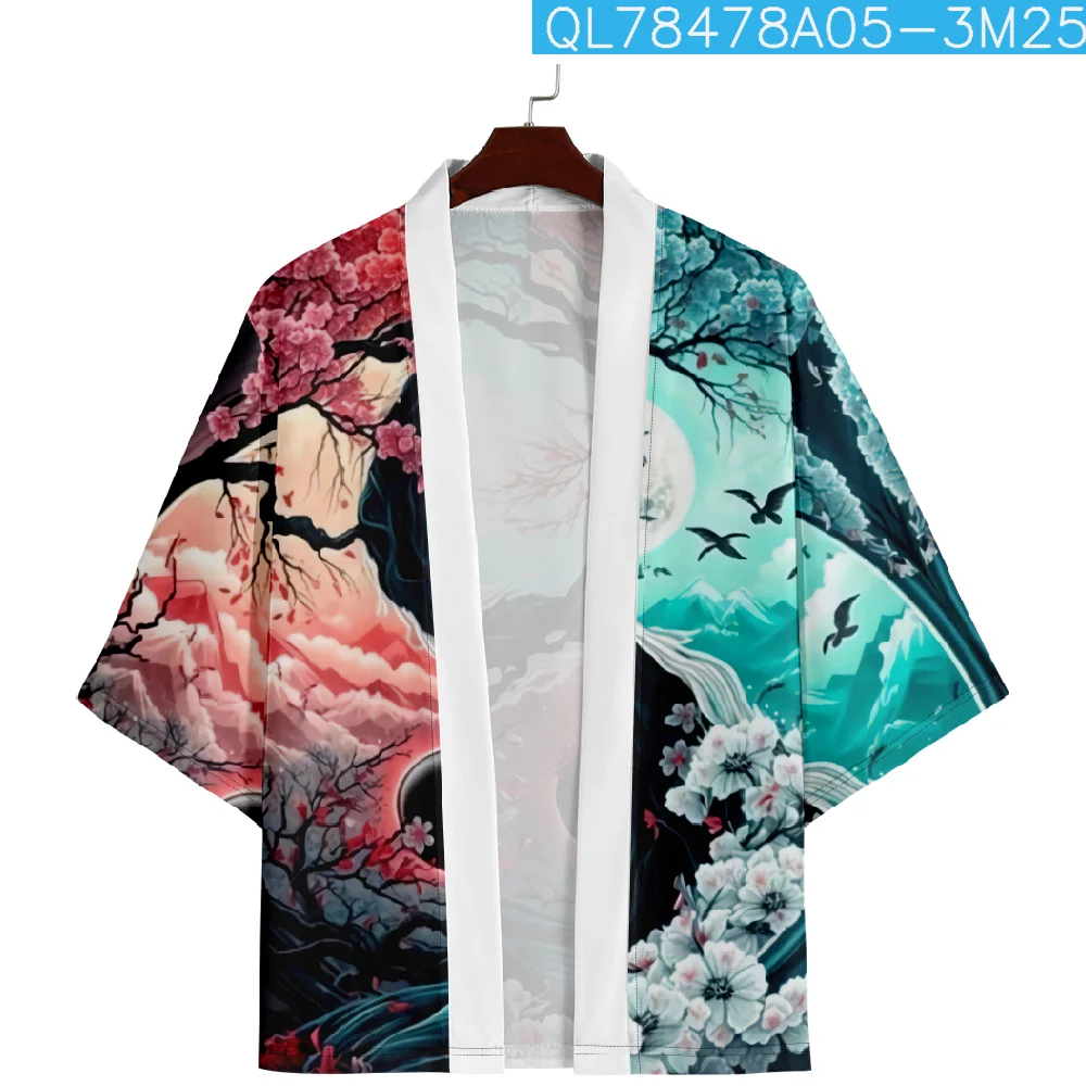 Kimono Plus Size 6XL 5XL 4XL Fashion Summer Beach Japanese Robe Cardigan Women Men Shirts Yukata Haori