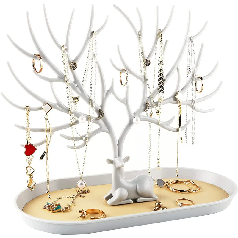 

Creative Antlers Jewelry Display Stand Earrings Necklace Hanging Racks Pendant Bracelet Ring Organizer Holder Make Up Tray
