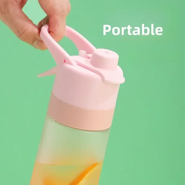 Gradient Frosted Straw Plastic Spray Mug Large Capacity Drinking Water Bottle Exercise Outdoor Sports Portable Handheld Cups 2