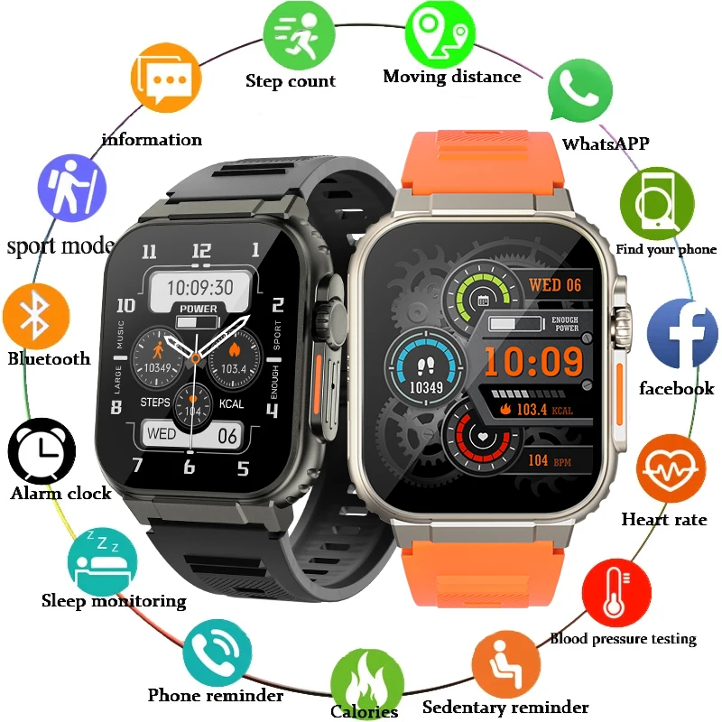 

2023 New AMOLED Smart Watch Men 1.96 ”600Mah Large Battery True Blood Oxygen Monitoring 100+ Sports Fitness Tracker SmartWatch