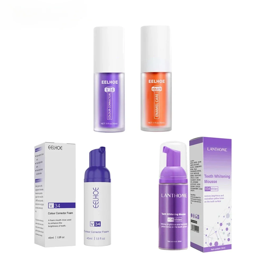 Oral Hygiene Care Teeth Whitening Toothpaste Mousse Color Corrector Essence Serum Tooth Cleaning Powder Dental Stain Remove V34
