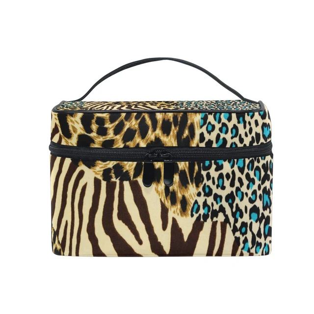 Cosmetic Bag Makeup toiletry Bag Leopard Print Travel Case Organizer for  Women