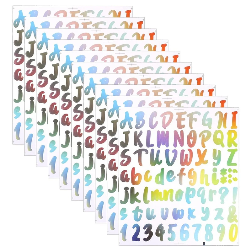

10 листов, виниловые наклейки с буквами и цифрами, 22X20X0,5 см