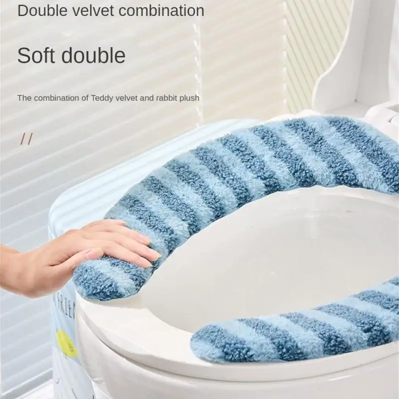 Toilet Seat Cushion Cover Washable Thickened Toilet Mat Winter Soft Warmer Cover Seat Bathroom Accessories Reusable