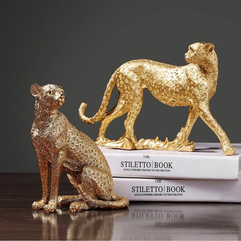 

Modern Home Porch Living Room Car Decoration Leopard Print Wine Cabinet Desk TV Sculptures and Figurines Decor Decorations