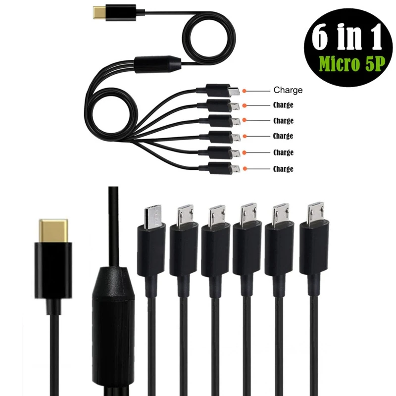 

6 in 1 Multi Fast Charging Cable USB C Charging Type-C to Micro USB Cord