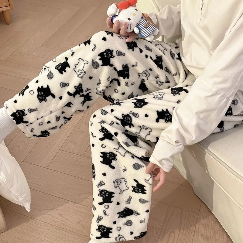 Besolor Pantalon de Pyjama en Flanelle pour Femmes Polaire Chaud Hiver Doux et Moelleux avec Cordon de Serrage et Poches