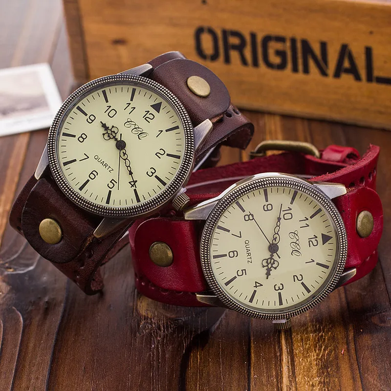 Relógio Masculino Couro Pulseira Relógio Retro Clássico Antigo Mulher Quartzo Relógios de Pulso Relógio Masculino Dropshipping