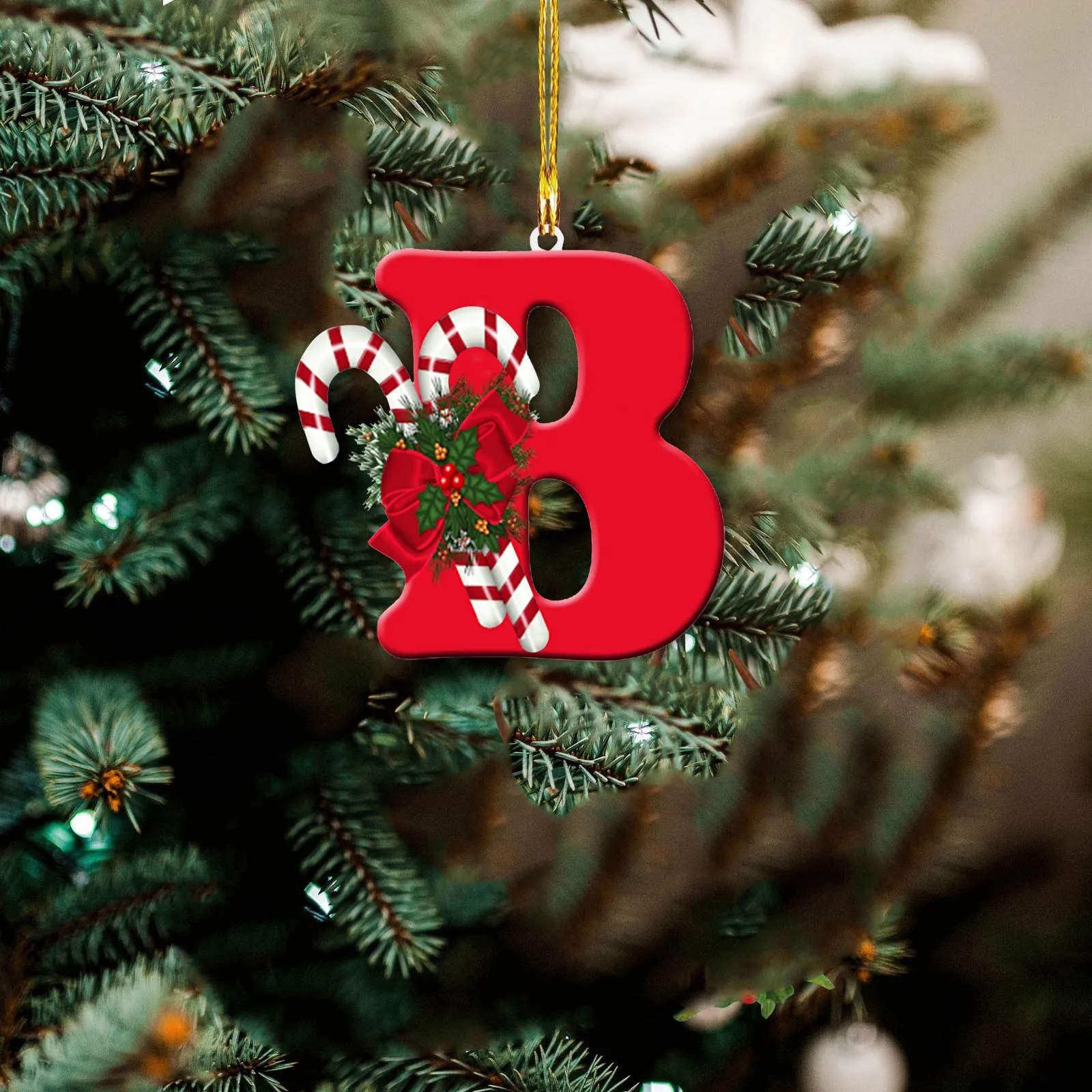 thumbnail image 1 of Árbol de Navidad acrílico con palabras para colgar en la habitación, nuevo colgante navideño con 26 letras, adorno para árbol de Navidad, 1 of 4