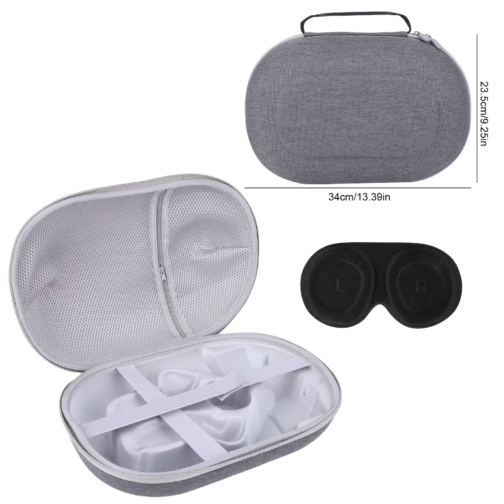 Waterproof Hard Carry Case with Lens Cover and Mesh Pocket for VR Headset and Accessories