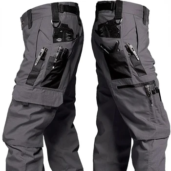 Wear Resistant Work Pant Man Multi-pocket Straight Cargo Trousers Outdoor Jogging Tactical Pants Spring Autumn Casual Trousers 1