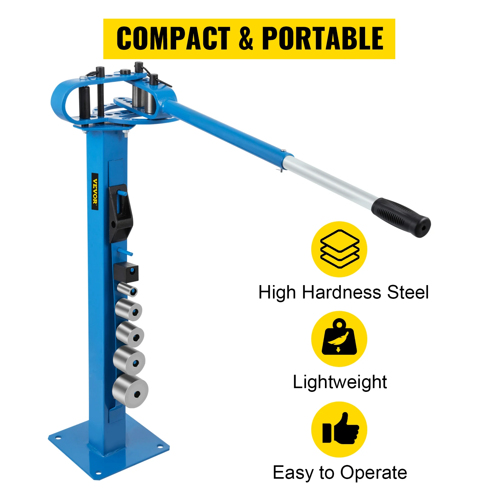 SucceBuy YP-38 Floor Mounted Compact Bender w/ 7 Dies Mutifunctional Telescopic Rubber Handle Copper Steel Tube Bending Tool