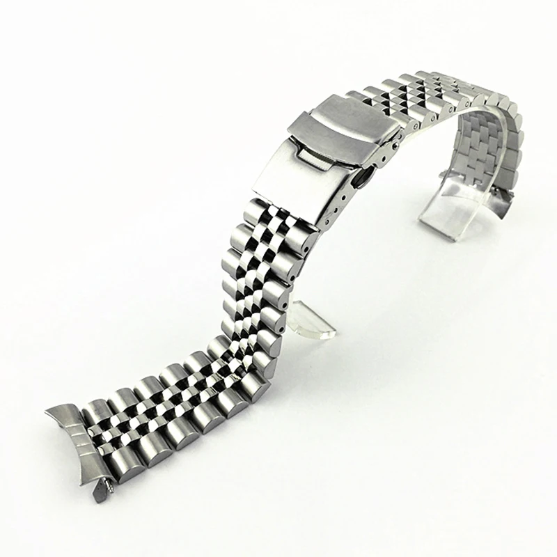 Solid Stainless Steel Curved End Watch Band Replacement Strap - 20mm/22mm