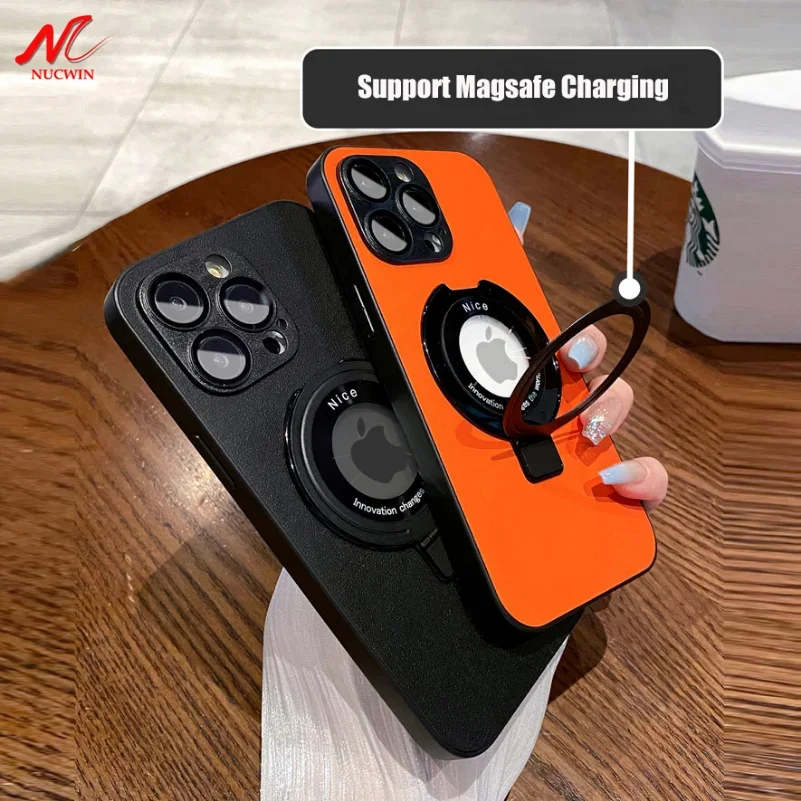 LuxuryLeatherMagsafeCaseStandHolderCasesforiPhone11121314