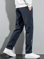 2025 hommes pantalon droit décontracté Stretch taille élastique survêtement coréen classique bleu noir gris mâle marque pantalon grande taille 2