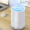 Air Purifier Home Auto Smoke Detector Hepa Filter Car Air Purifier USB Cable Low Noise with Night Light Desktop Black 6