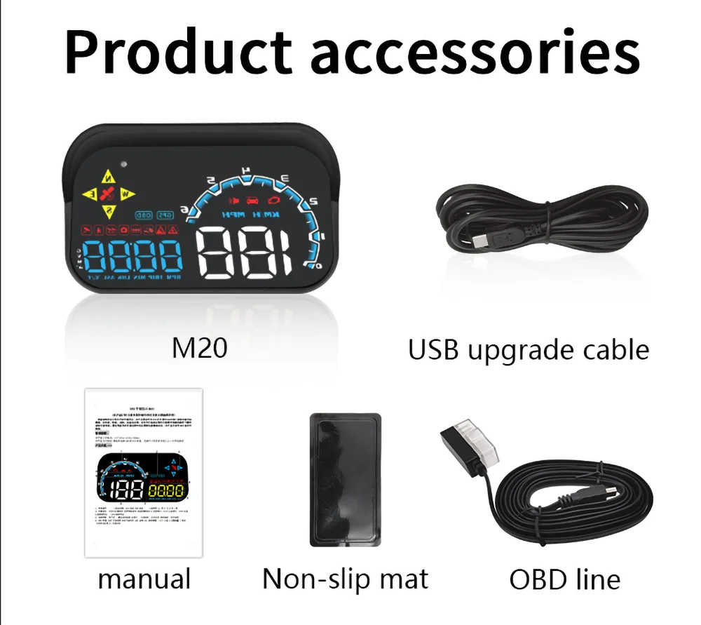 M20 HUD ڵ OBD2 + GPS   ÷ GPS  ӵ º ǻ  ˶ ׼ 100km 