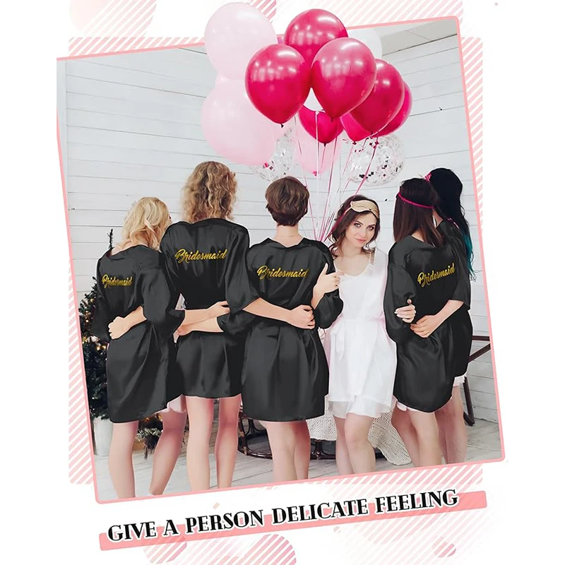 10 Pcs Women Bride Kimono Robe Embroidered Getting Ready Satin Bridesmaid Robes for Wedding Party Bridal Shower - Image 3