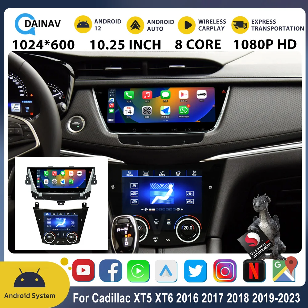 

Qualcomm 665 Android 12 Car Radio Carplay For Cadillac XT5 XT6 2016-2023 Auto Stereo Car Multimedia Player GPS Navigation 2DIN