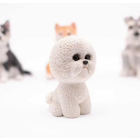 JXK 1/6 Maßstab Sibirischer Husky/Shiba Inu/Schnauzer/Bichon Frise Simulations-Hundemodell Passend für Desktop-Dekorationen – Detail 5