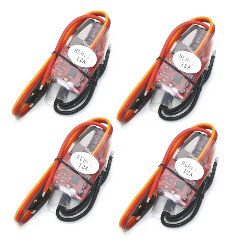 ESC BLHeli 12A pour micro moteurs RC, connecté à un moteur brushless et une batterie Lipo.