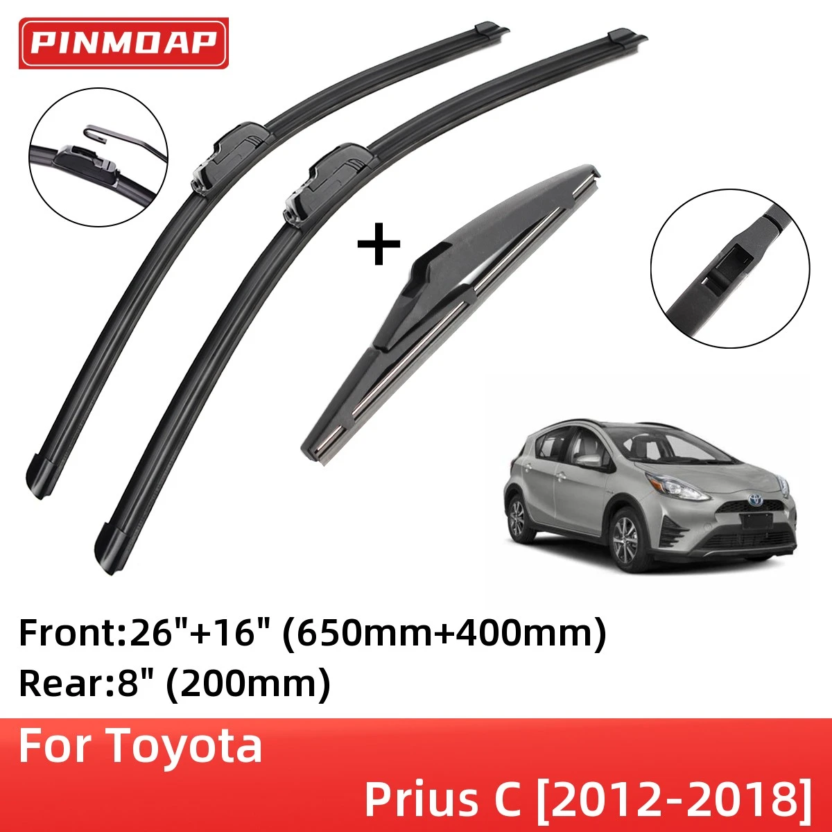 For Toyota Prius C 20122018 Front Rear Wiper Blades Brushes Cutter