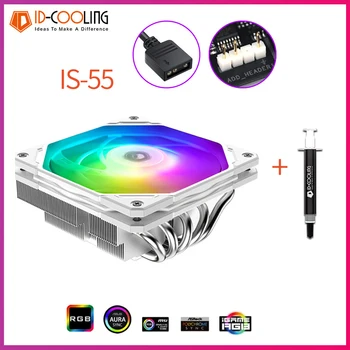 ID 냉각 IS-55 로우 프로파일 CPU 쿨러 라디에이터, 5 히트 파이프, 120mm 선풍기 ARGB 에어 쿨러, LGA1700, 1200, 115x Ryzen AM4 AM5 용