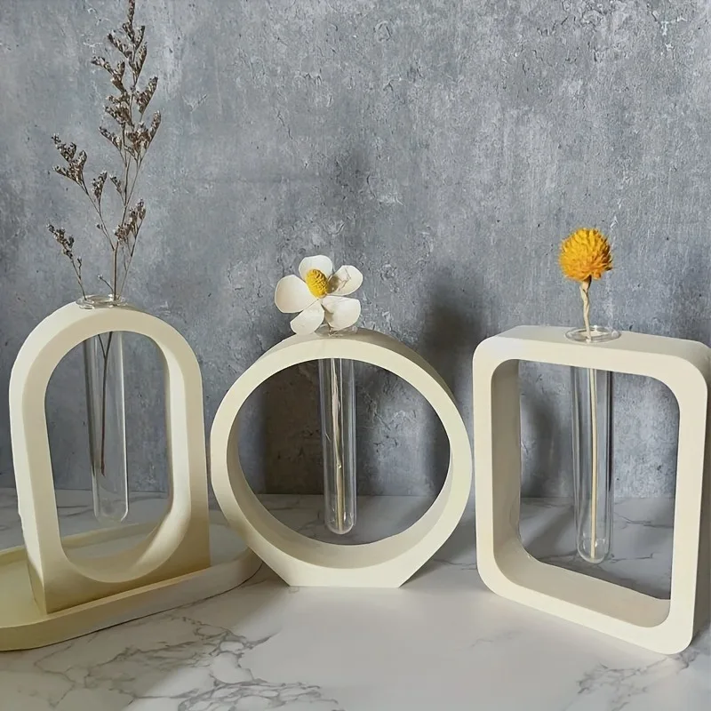 Silicone Mold DIY Hydroponic Vase Circular Arch Test Tube Water Culture Gypsum Cement Resin Dripping Home Decor