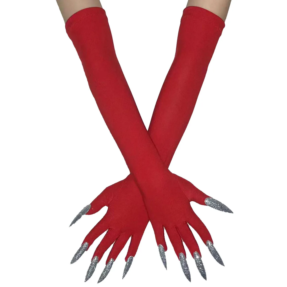Halloween Ghost Claw Gloves - Cosplay Dress Up with Black Long Nails
