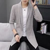 Mens Autumn and Winter Sweaters Men's X-long Knitted Sweaters Jackets Men Long Style Cardigan Solid Color Sweatercoat 4