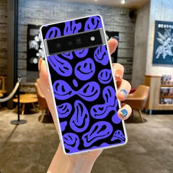 Fashion Simple Smile Face Couple Phone Case Cover - Transparent TPU Shell - Pixel 7 (B4)