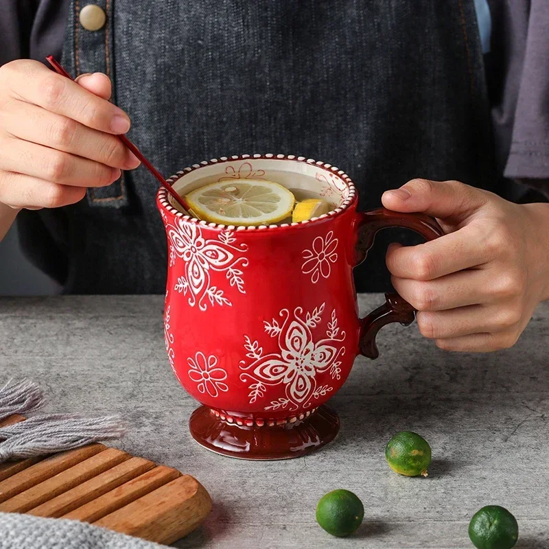 

Creative Christmas Mugs Hand-painted Ceramic Mug Coffee Cup Household Water Cup Children Couple Juice Oatmeal Cup Coffee Mug