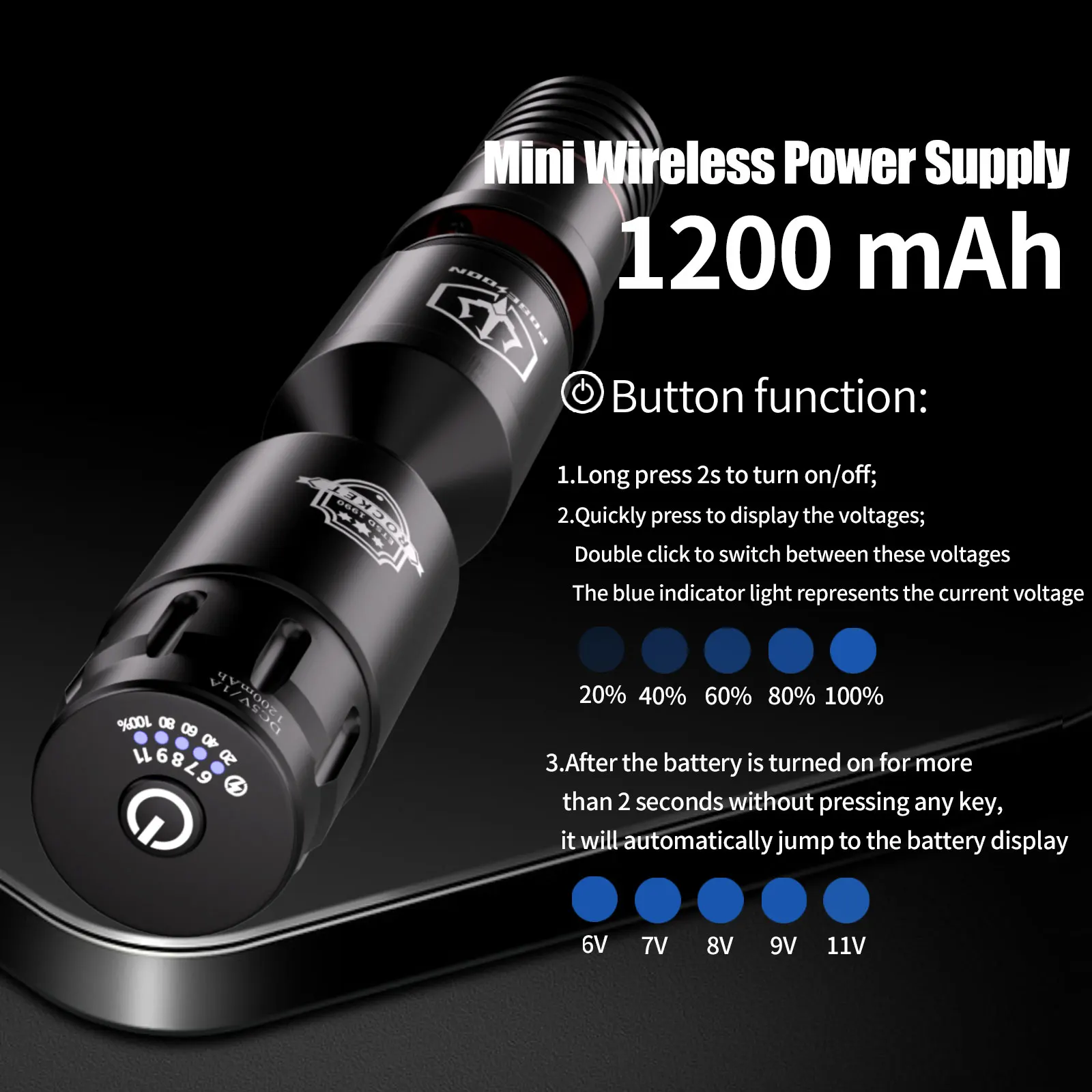Tattoo Mchine Set Tattoo Pen Kit RCA Interface Wireless Power Interface Tatto Kit Artist POSEIDON