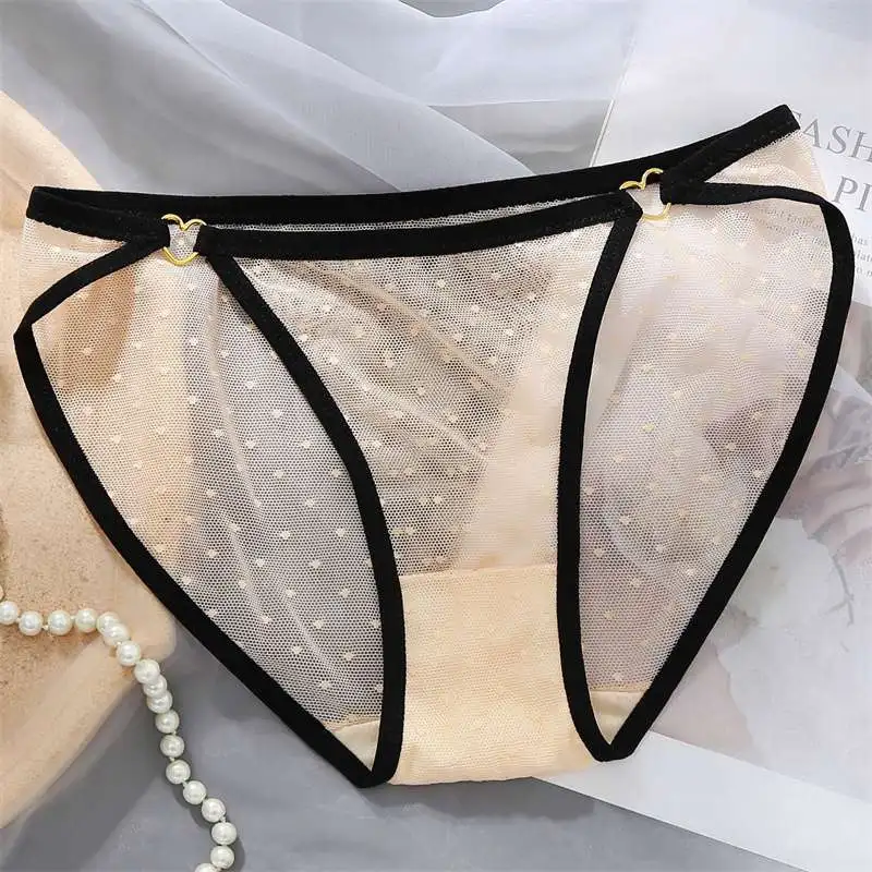 

Traceless Lace Underwear Hollow Mesh Sexy Low Waist for Girl Student Transparent Comfortable Women's Briefs 3PCS