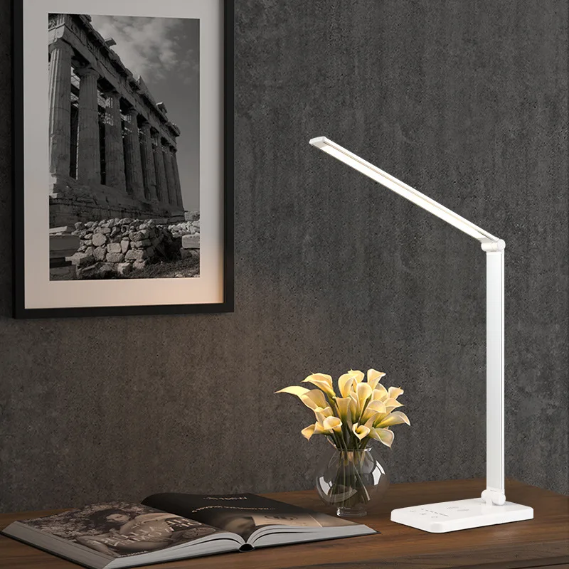 Wireless Charger LED Desk Lamp USB Charging Dimmable Touch Control Eye-caring Table Lights Port For Bedroom Living Room Office  2