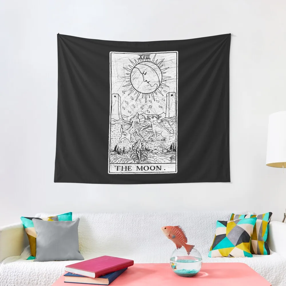 

The Moon Tarot Card - Major Arcana - fortune telling - occult Tapestry Custom Outdoor Decor Tapestry