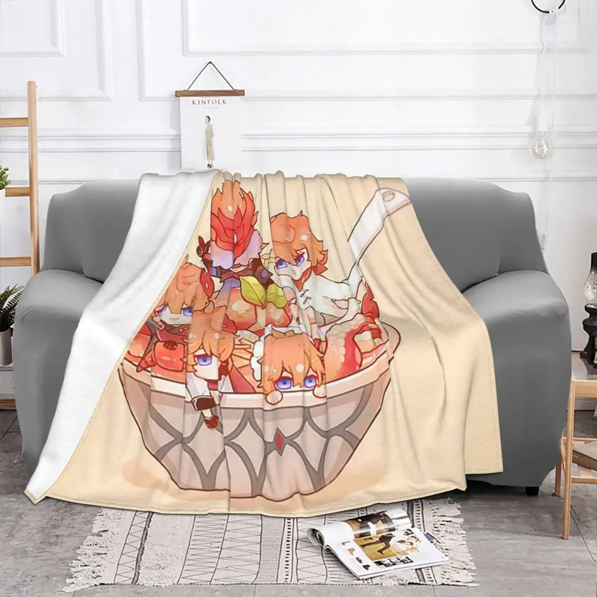 Tartaglia Childe Genshin Impact Ajax Anime Blankets Fleece All Season Soft Throw Blankets for Bed Couch Bedding Thro