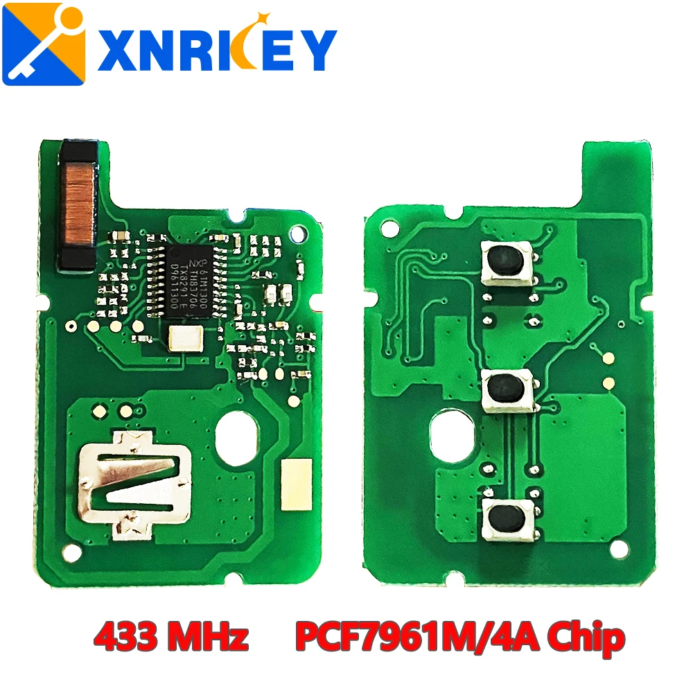 Xnrkey 2/3 Button Pcb Electronic Board Con Chip Muslim/4A 433Mhz Per Renault Duster Modus Clio 3 Twingo Remote Car Key