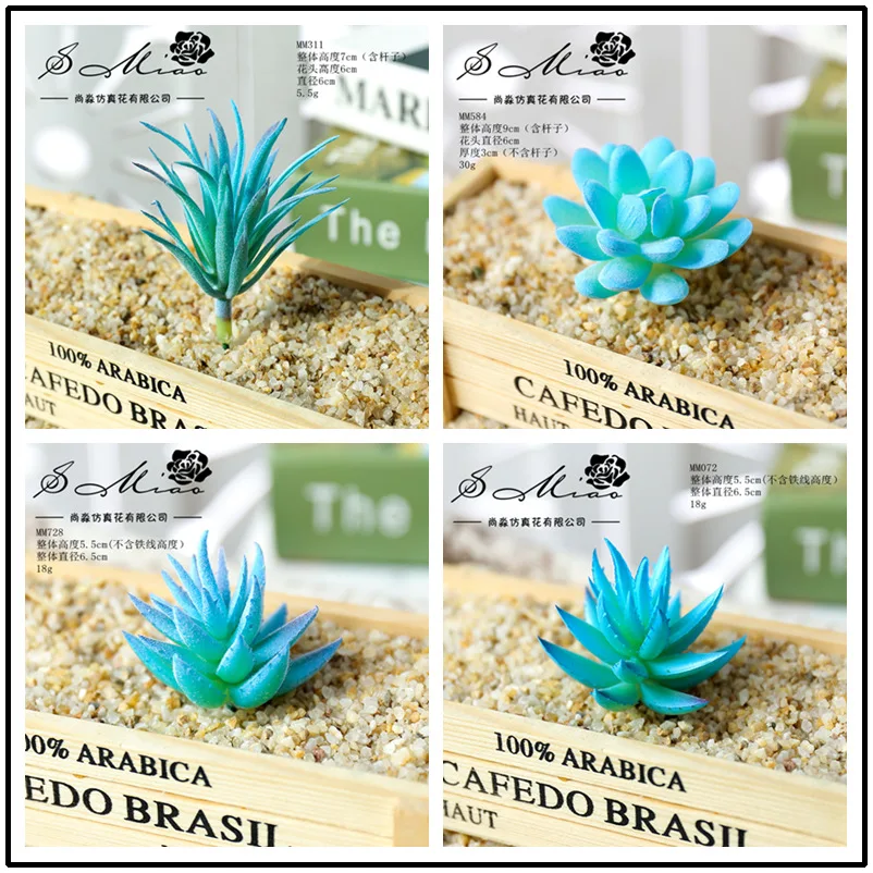 Blau Künstliche Sukkulenten Pflanzen für Haus Garten Dekoration Hochzeit Pflanzen Wand Blume Anordnung Bonsai Gefälschte Pflanzen 20 teil/los – Detail 11
