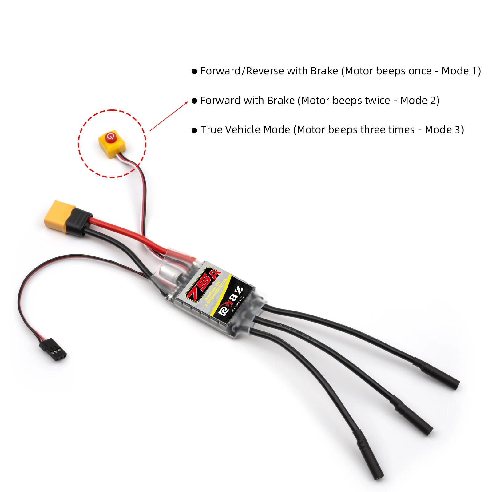 Contrôleur ESC 75A pour Voiture RC, 2-3S Lipo, BEC 6V/2A