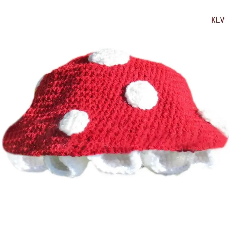 

Halloween Beanie Hat Crochet Party Holiday Winter Warm Hat Mushroom Theme for Teens Slouchy Knit Hat