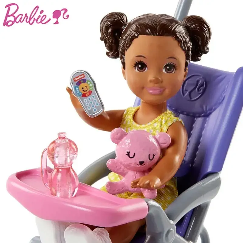 Original barbie pouco carrinho de cuidados com o bebê combinação conjunto  presente menina princesa casa jogar brinquedo aniversário presente natal  fjb00 - AliExpress