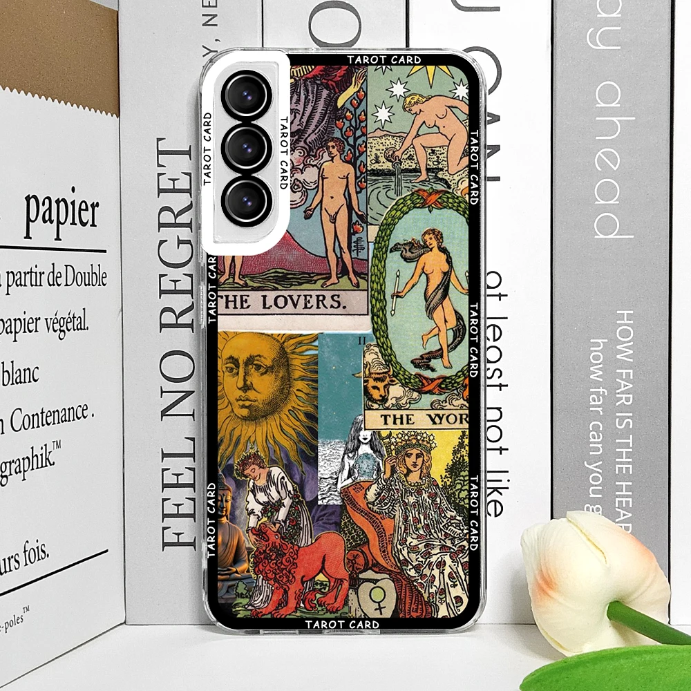 Mystical Witch Tarot Card Collage Clear Soft Phone Case